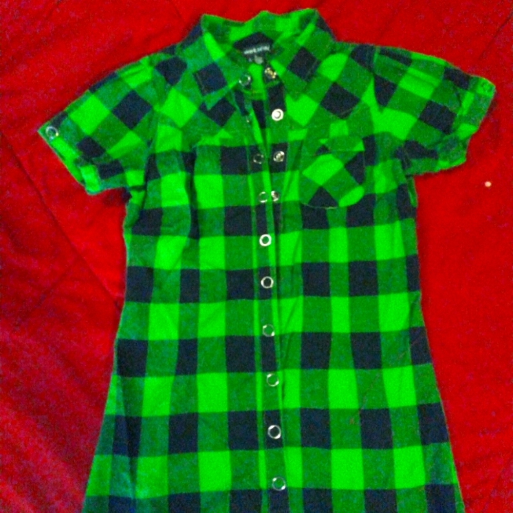 Plad button up blouse